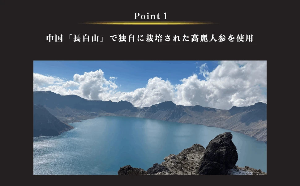 point1.中国「長白山」で独自に栽培された高麗人参を使用
