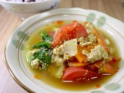 ピリ辛トマたまスープ_タムラレシピ