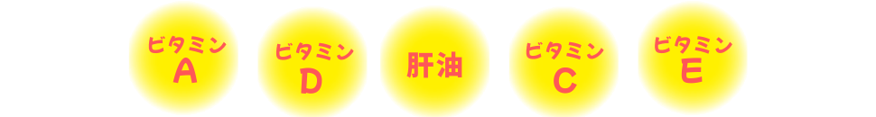ビタミンA、ビタミンD、肝油、ビタミンC、ビタミンE